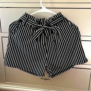 Black and white striped shorts